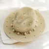 Wide-brimmed top hat, pearl sun hat, summer hat for women, Korean version, vacation and outing, beach hat, sun protection and shade hat undefined